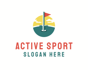 Player - Golf Sports Flag logo design