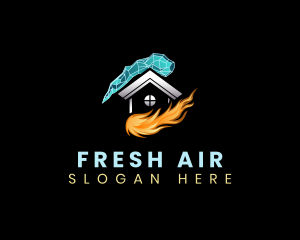 Heating Cooling Home logo design