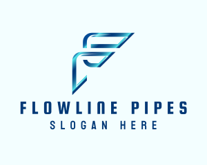 Blue Metallic Letter F logo design