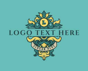 Leaves - Ornamental Floral Crest logo design