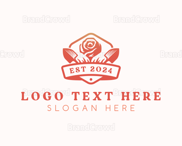 Rose Flower Gardening Logo