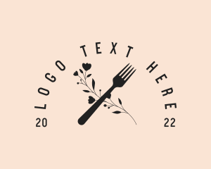 Blue Fork - Restaurant Flower Fork logo design