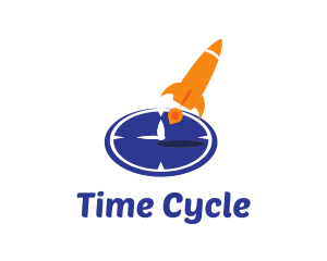 Time Clock Rocket logo design