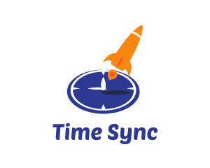 Time Clock Rocket logo design