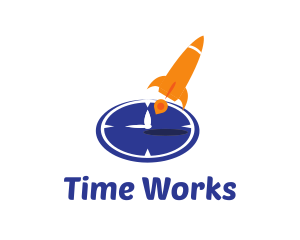 Time - Time Clock Rocket logo design