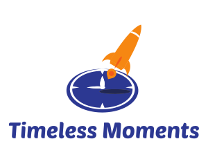 Time Clock Rocket logo design