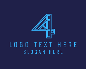 Number 4 - Modern Geometric Number 4 logo design
