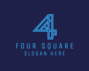 Four - Modern Geometric Number 4 logo design