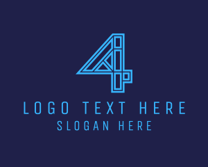 Computer - Modern Geometric Number 4 logo design