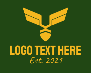 Flying - Golden Military Badge logo design