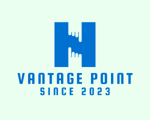 Point - Finger Touch Letter H logo design