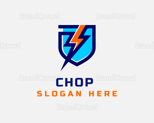 Electric Lightning Bolt Shield Logo