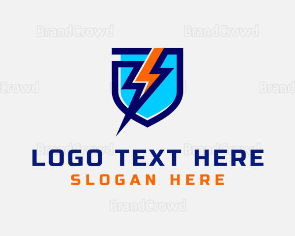 Electric Lightning Bolt Shield Logo