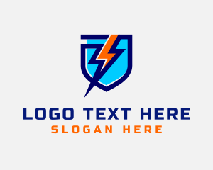 Flash - Electric Lightning Bolt Shield logo design