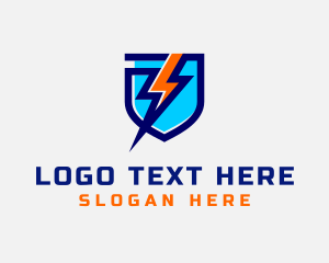 Electric Lightning Bolt Shield Logo