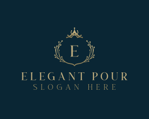 Elegant Crown Wreath logo design