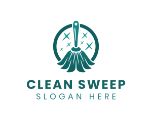 Clean Housekeeping Mop logo design