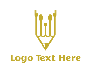 Fork - Golden Pencil Cutlery logo design