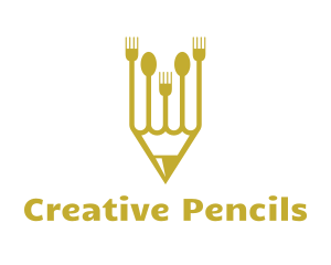 Golden Pencil Cutlery logo design