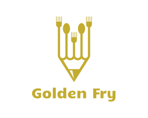 Golden Pencil Cutlery logo design