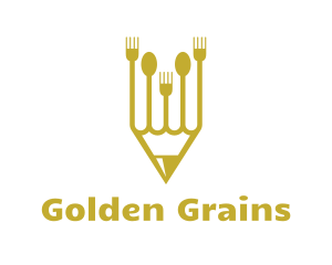 Golden Pencil Cutlery logo design