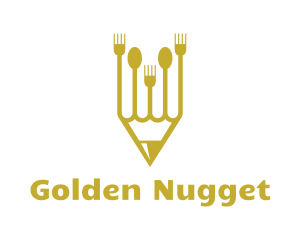 Golden Pencil Cutlery logo design