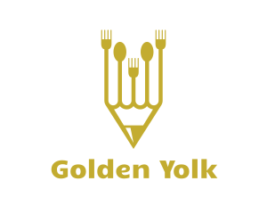 Golden Pencil Cutlery logo design