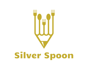 Golden Pencil Cutlery logo design