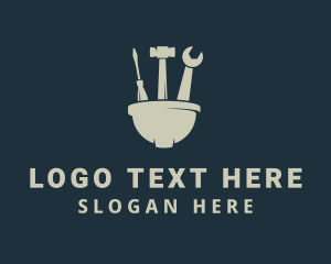 Beige - Handyman Hard Hat Tools logo design