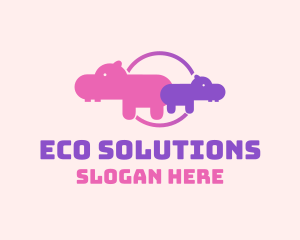 Conservation - Pink Hippo Family Conservation logo design