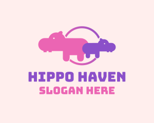 Pink Hippo Family Conservation logo design