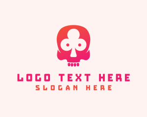 Lucky - Clover Skull Gambler logo design