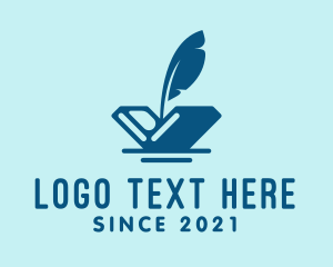 Bookstore - Blue Quill Book logo design