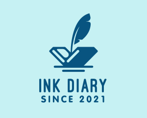 Diary - Blue Quill Book logo design