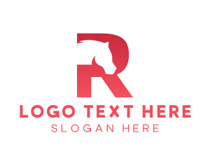 Horse Power - Red Letter R Horse logo design