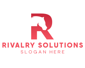 Red Letter R Horse logo design