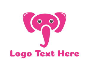 Blue Elephant - Pink Elephant Trunk logo design