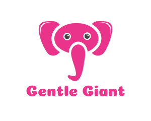 Elephant - Pink Elephant Trunk logo design