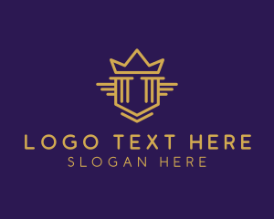 Shield - Gold Regal Crown logo design