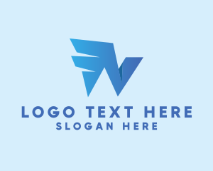 Blue - Logistics Delivery Wing Letter W logo design