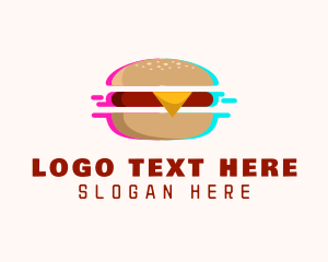 Anaglyph - Hamburger Cyber Glitch logo design