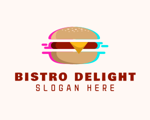 Hamburger Cyber Glitch logo design