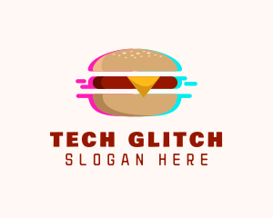 Hamburger Cyber Glitch logo design