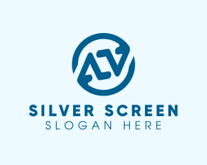 Blue Letter AV Monogram Logo