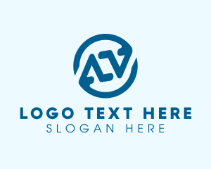 Software - Blue Letter AV Monogram logo design