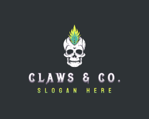 Grunge Rock Skull Mohawk logo design