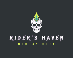 Biker - Grunge Rock Skull Mohawk logo design