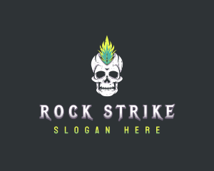 Grunge Rock Skull Mohawk logo design