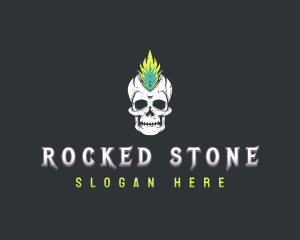 Grunge Rock Skull Mohawk logo design