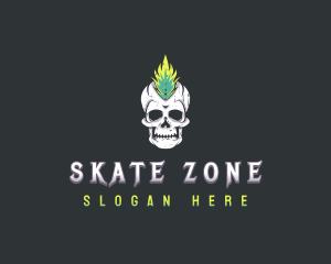 Skate - Grunge Rock Skull Mohawk logo design
